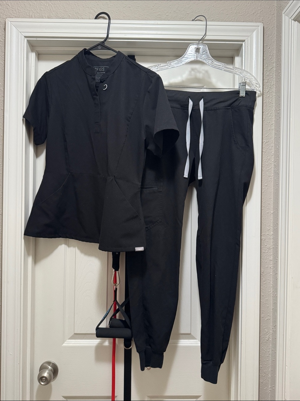 Figs Insiza Limited Edition Women’s Black Scrub Top with Black Jogger Pants